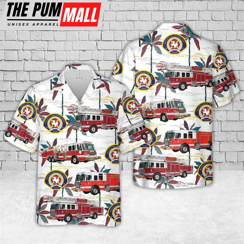 Texas Hawaiian Shirt, Texas Wichita Falls Fire Department Hawaiian Shirt