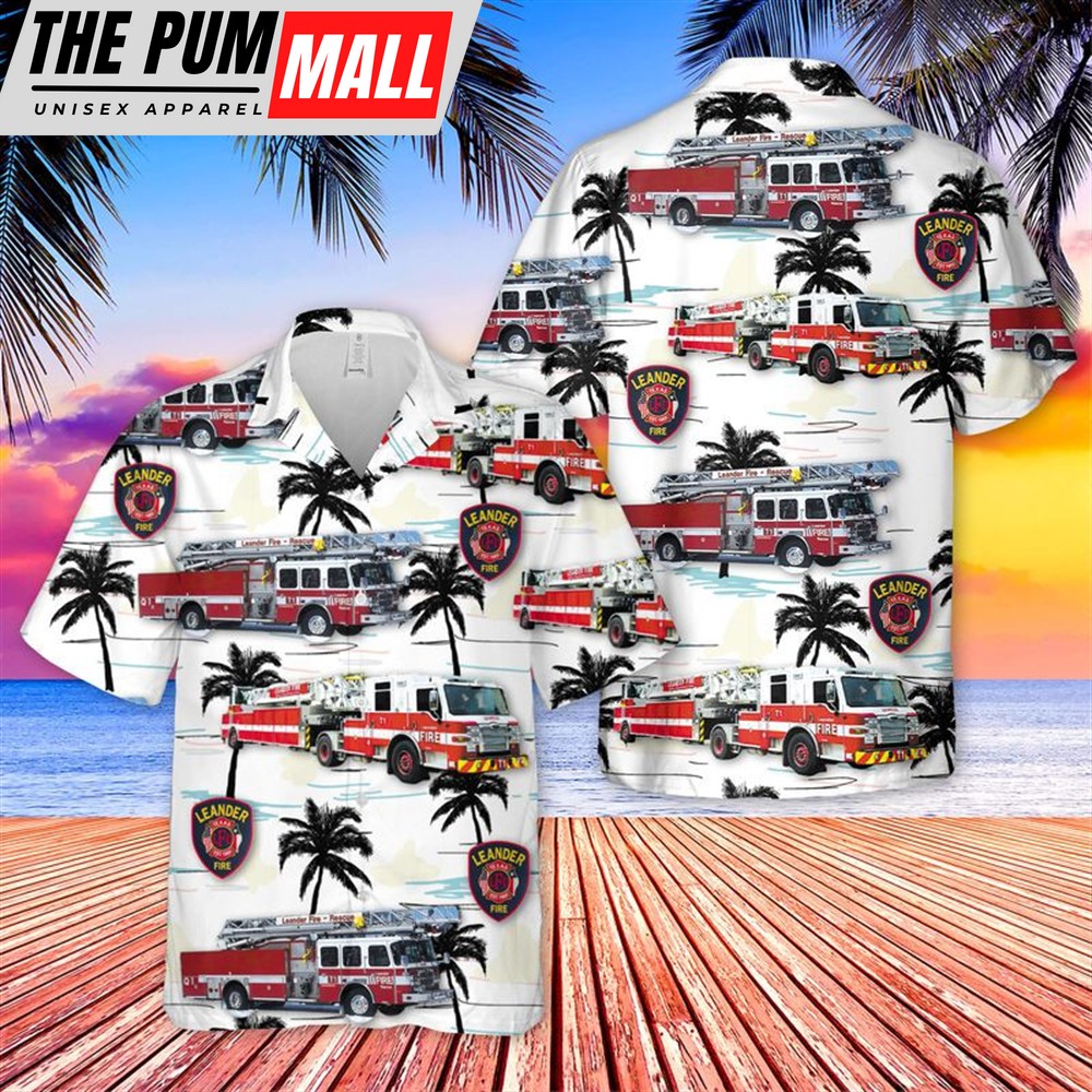Texas Hawaiian Shirt, US Texas Leander Fire Department Hawaiian Shirt
