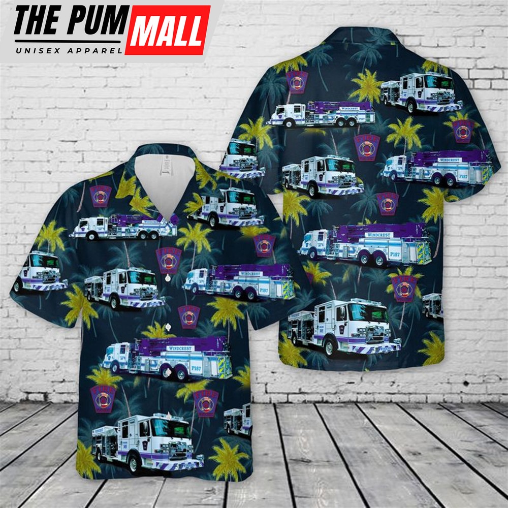 Texas Hawaiian Shirt, US Texas Windcrest Fire Department and Emergency Management Hawaiian Shirt