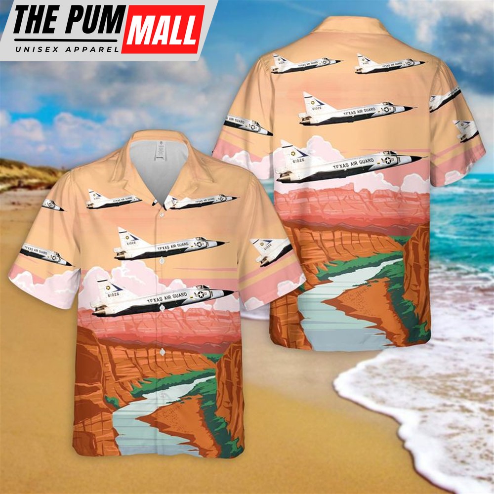 Texas Hawaiian Shirt, USAF Texas Air National Guard 111th Fighter Interceptor Squadron Convair F-102A-55-CO Delta Dagger Hawaiian Shirt