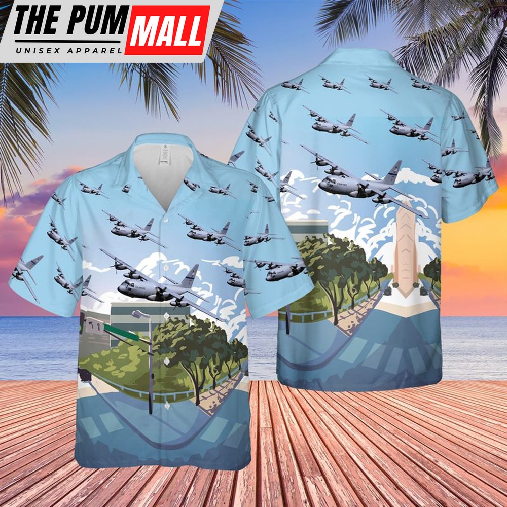 Texas Hawaiian Shirt, USAF Texas Air National Guard 136th Airlift Wing C-130H Hercules Hawaiian Shirt