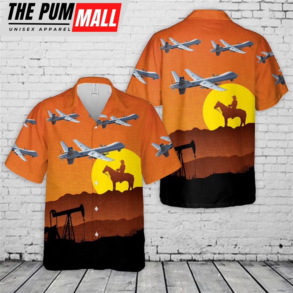 Texas Hawaiian Shirt, USAF Texas Air National Guard 147th Attack Wing MQ-9 Reaper Hawaiian Shirt