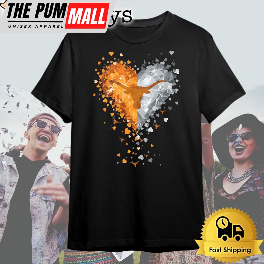 Texas Longhorns Crystal Heart T Shirt