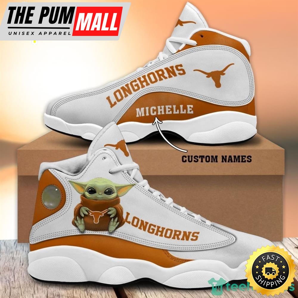 Texas Longhorns Fans Baby Yoda Custom Name Air Jd 13 Sneaker Shoes