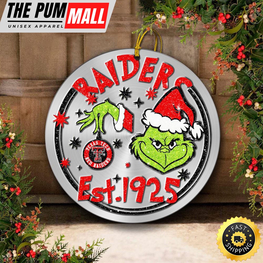 Texas Tech Red Raiders Grinch Circle Ornaments Christmas Limited Edition