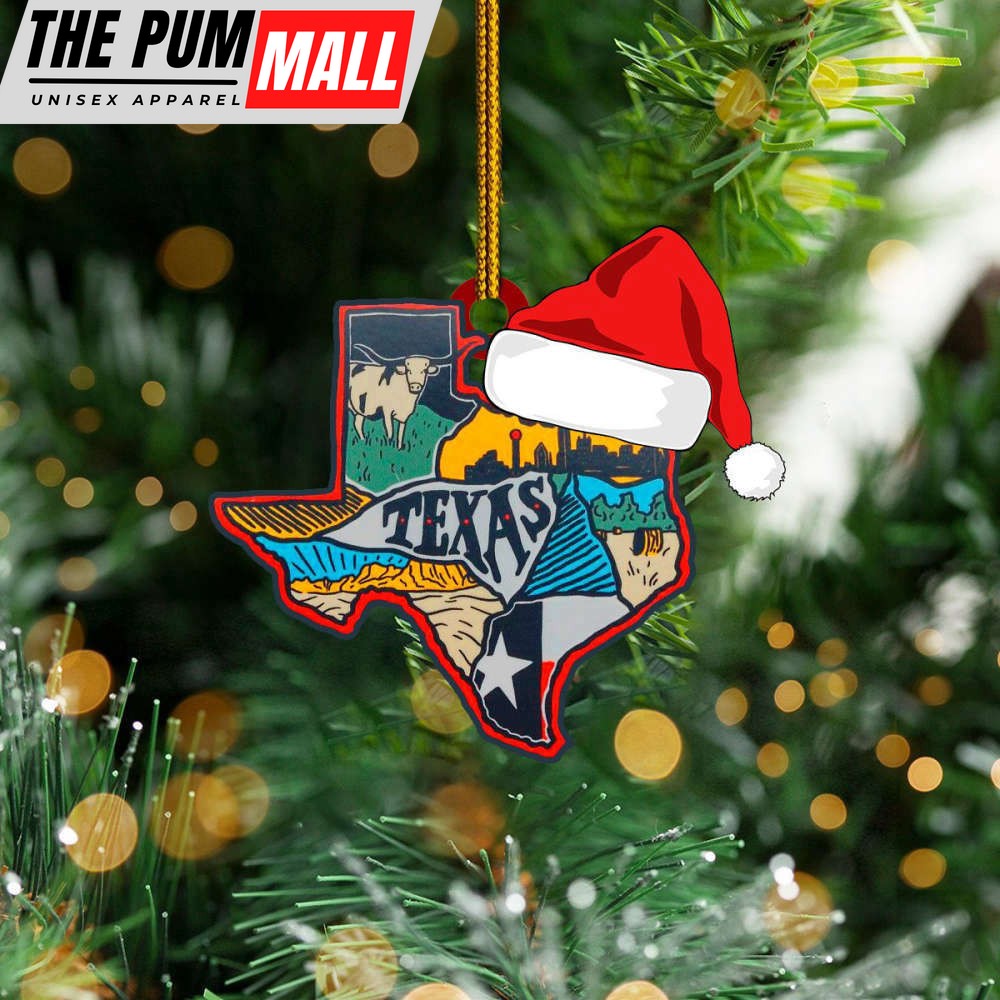 Texas Wearing Santa Hat Christmas Ornament Texas Ornament 2023 Christmas Tree Decorating Limited Edition
