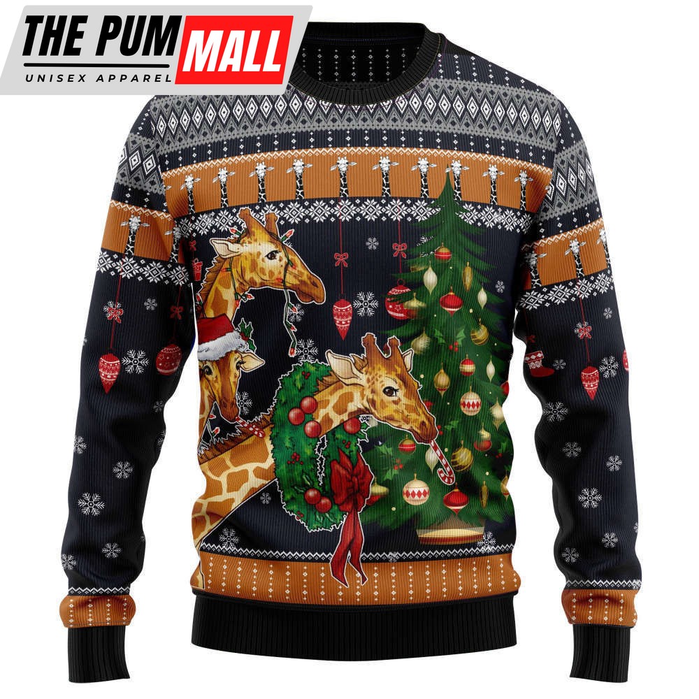 TG51022 Giraffe Love Ugly Christmas Sweater by Noel Malalan