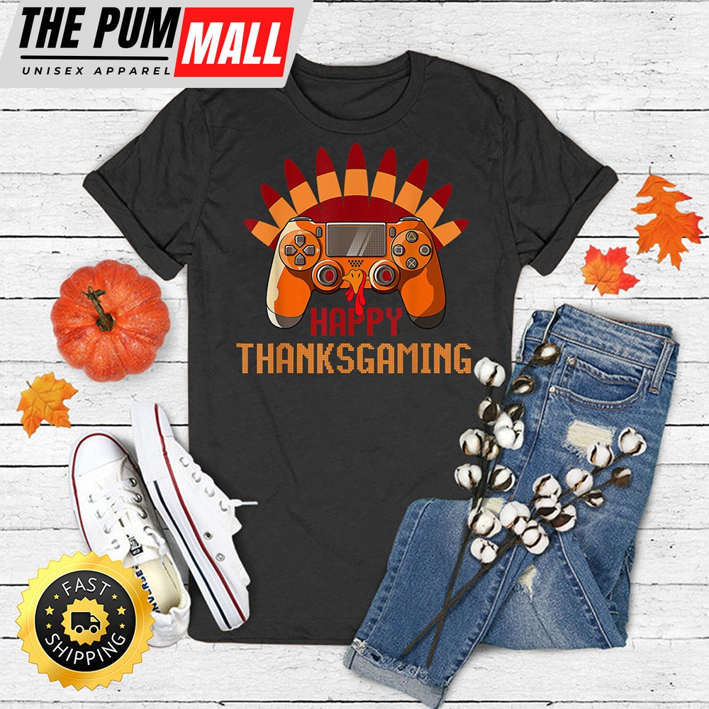 Thanksgiving Gamer Turkey Gaming Controller Kids Boys Men T-Shirt