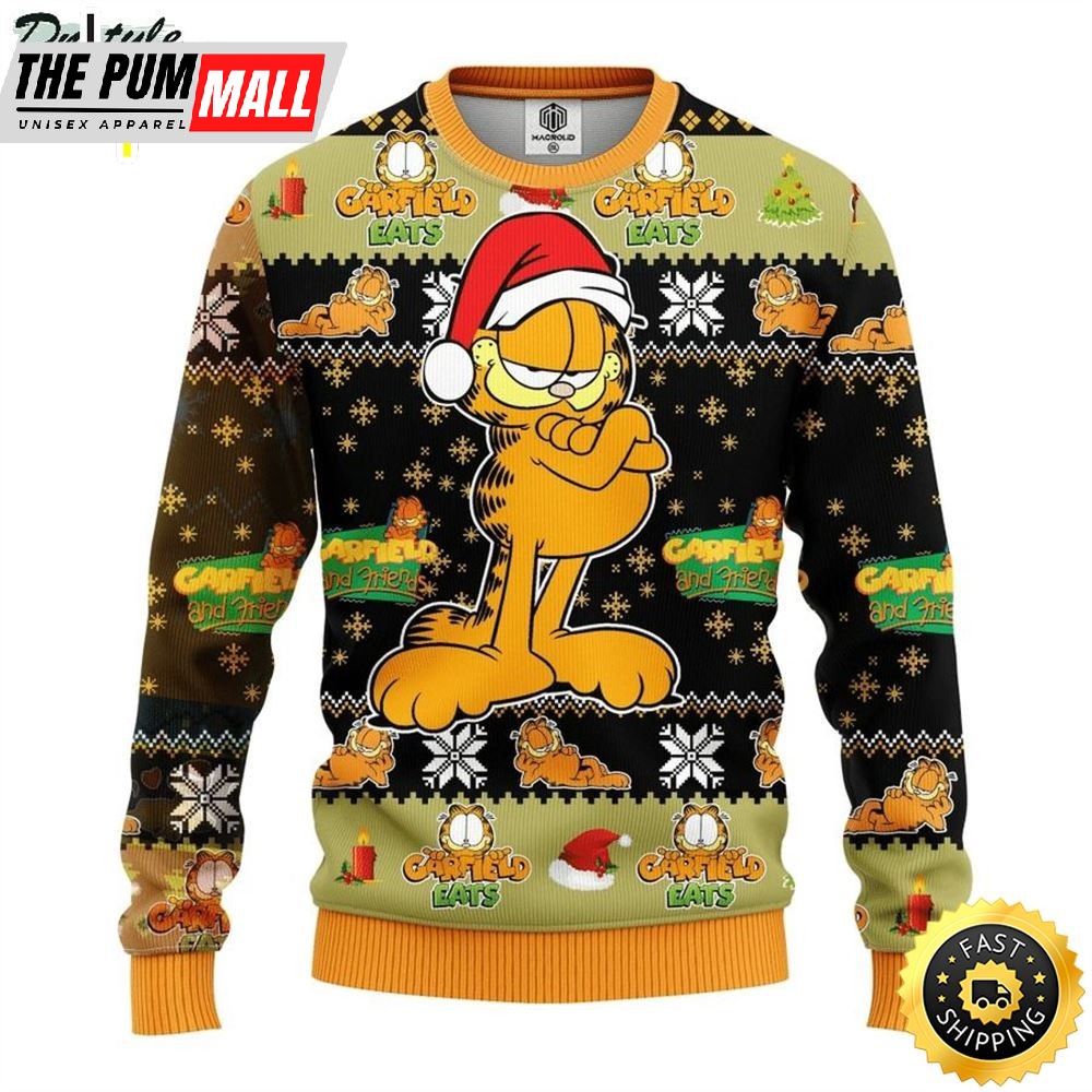 Thanksgiving Garfield Eats Ugly Christmas Sweater