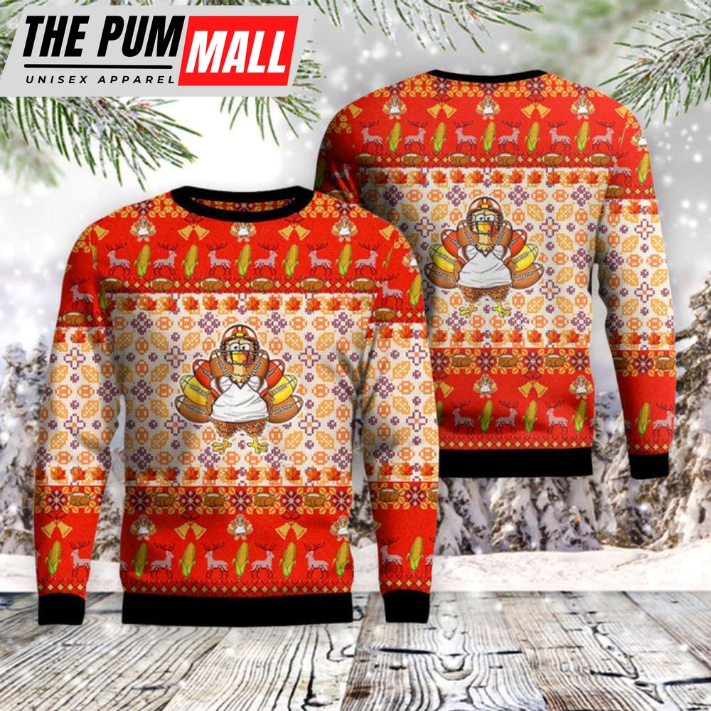 Thanksgiving Turkey Football Christmas Sweater – Gift For Christmas Day