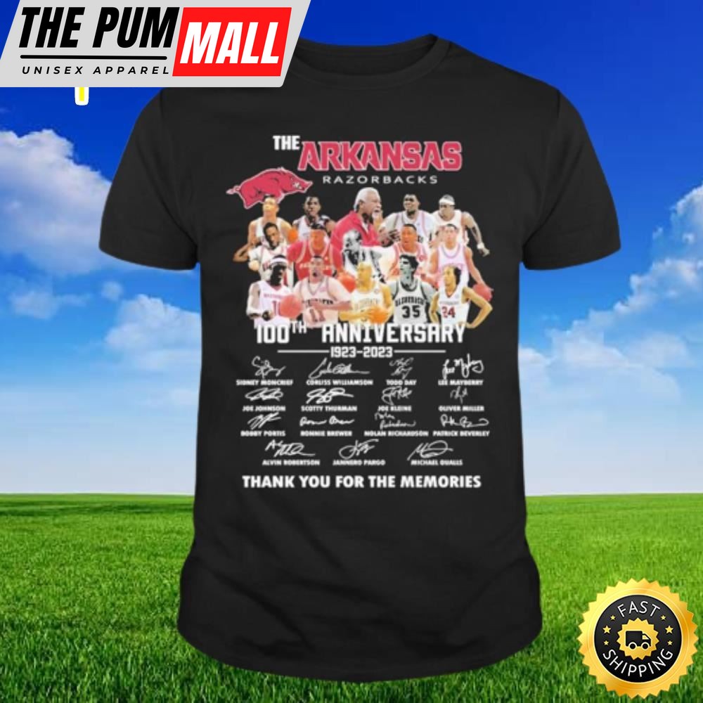 The Arkansas Razorbacks 100th Anniversary 1923 2025 Signatures Thank You For The Memories T-shirt