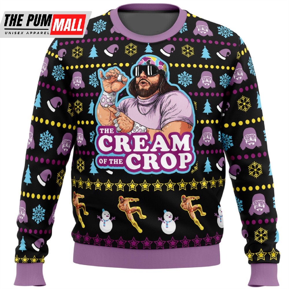 The Cream Of Crop Macho Man Randy Savage Pro Wrestling Ugly Christmas Sweater