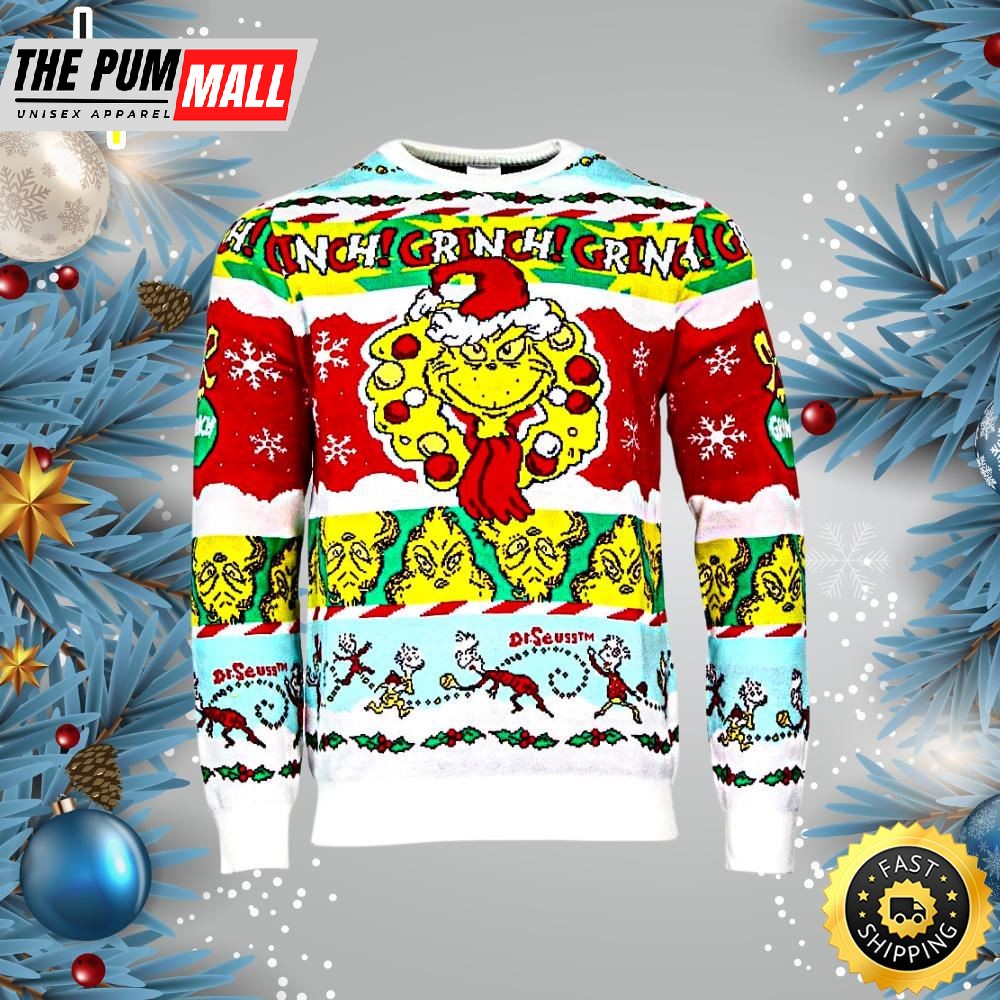 The Grinch With Santa Hat Ugly Christmas Sweater