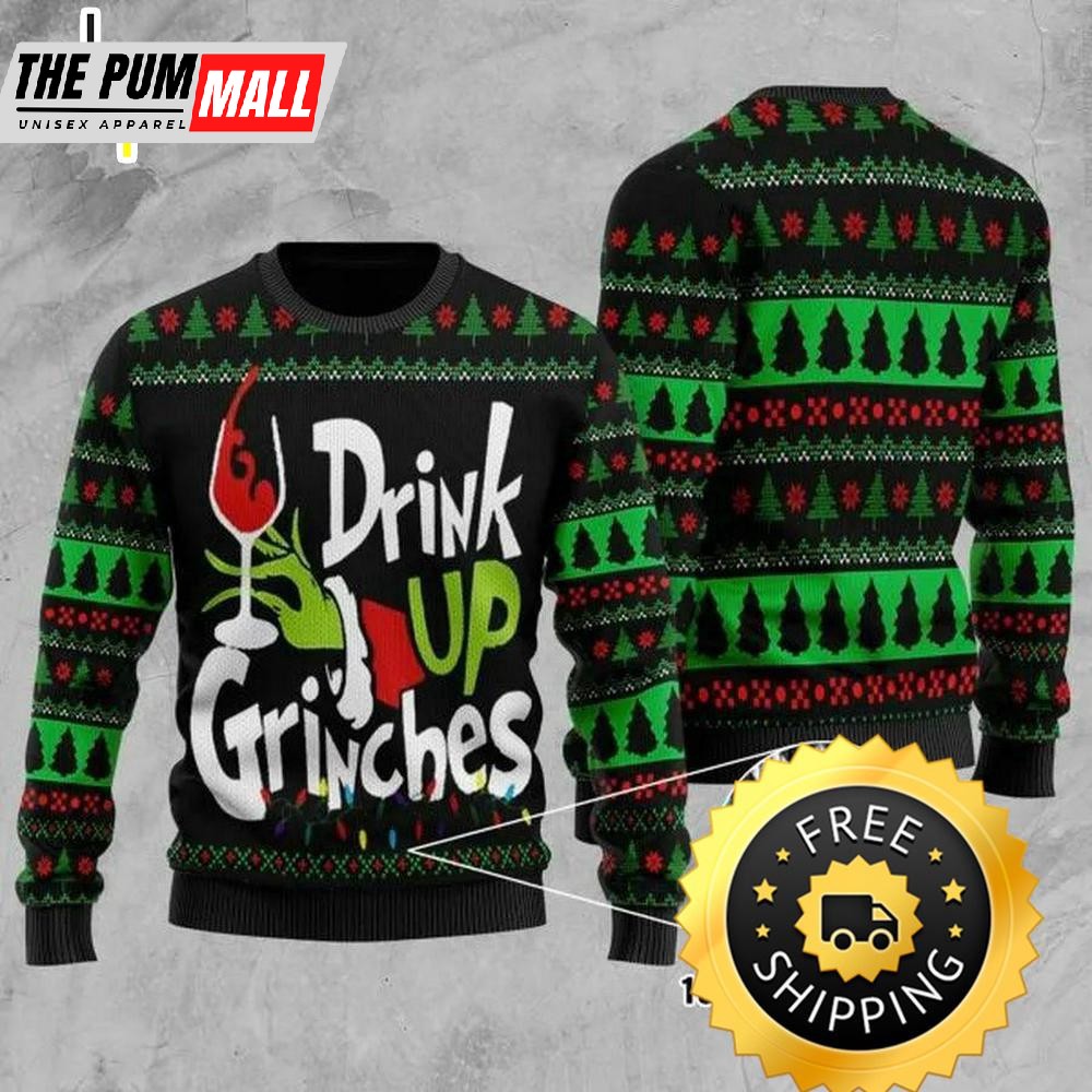 The Grinch Xmas Drink Up Grinches Ugly Christmas Sweater, Christmas Grinch Sweater, Grinch Holiday Sweater