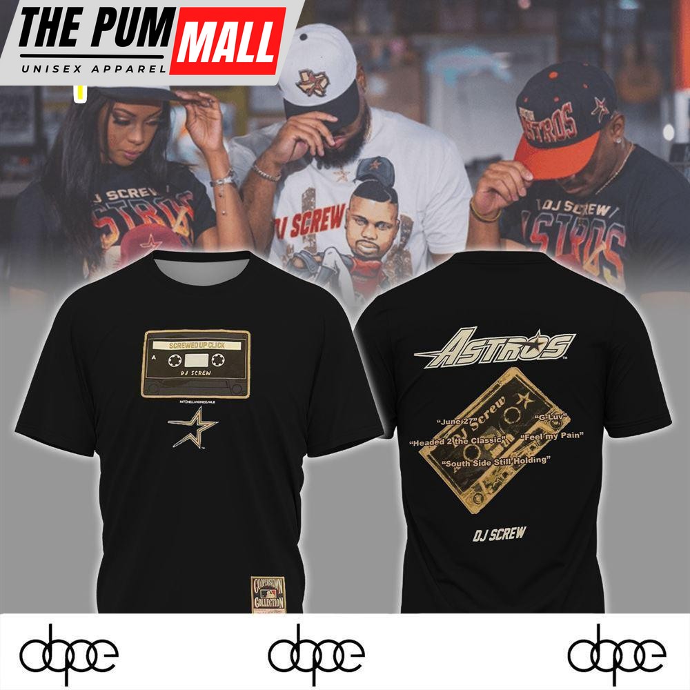 The Houston Astros x Dj Screw 2024 New Collection Black Shirt