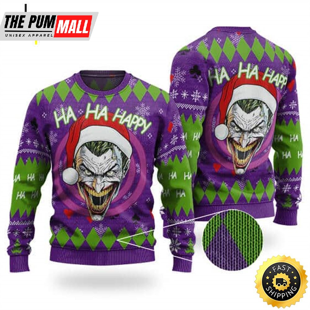 The Joker Happy Holidays Purple Xmas Sweater