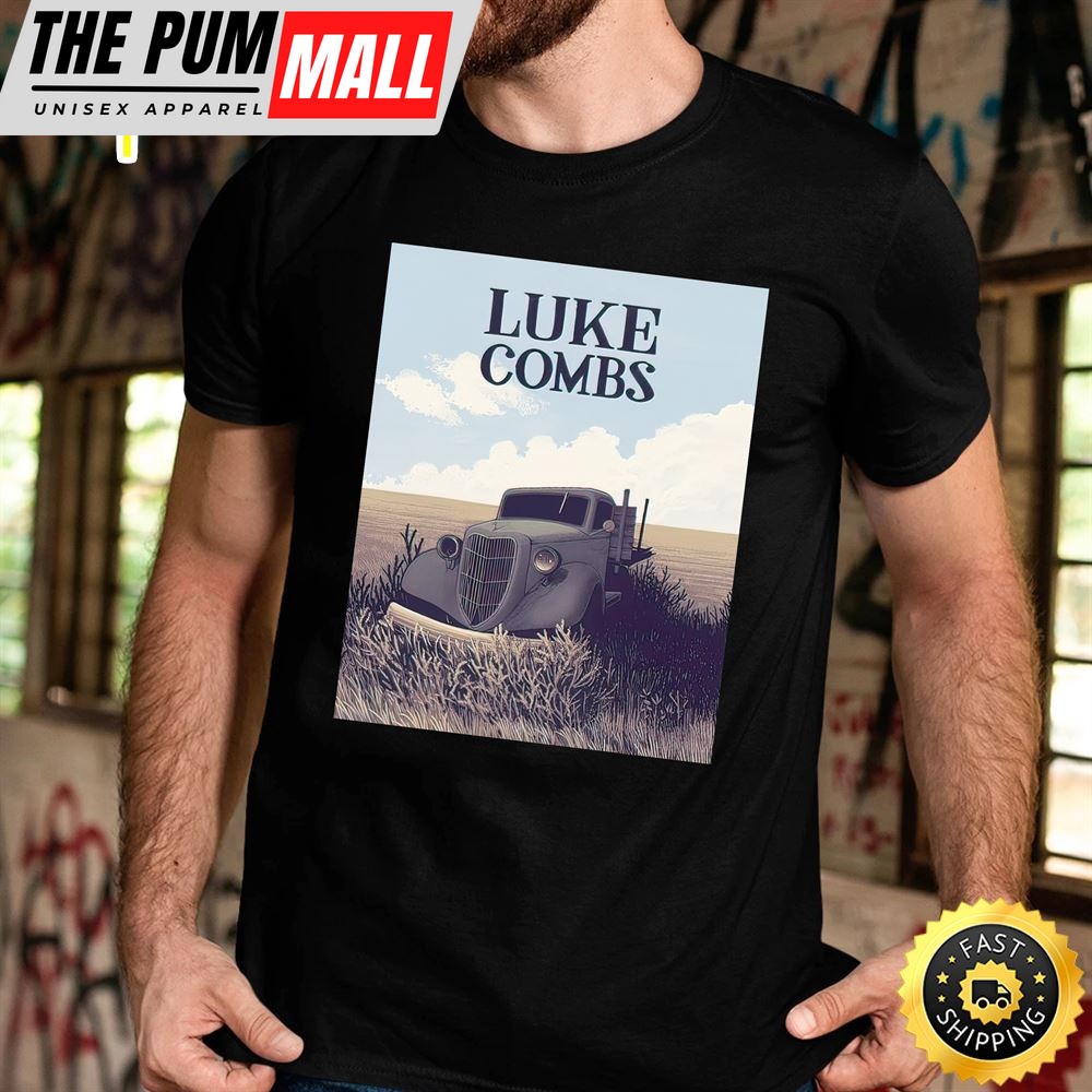 The Luke Combs 2025 World Tour Stops In Indianapolis Unisex Black T-shirt