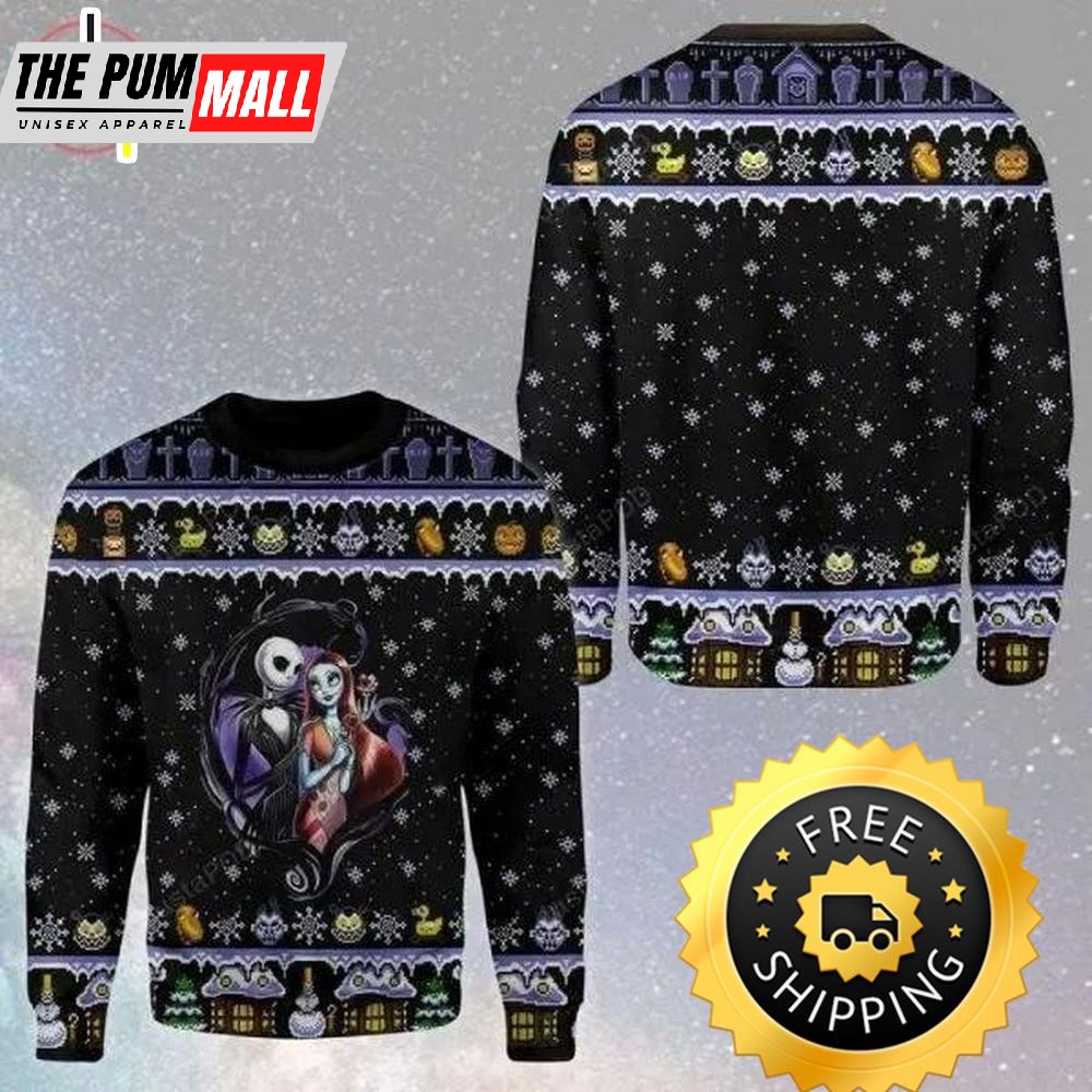 The Nightmare Before Christmas Ugly Christmas Sweater, Halloween Christmas Sweater