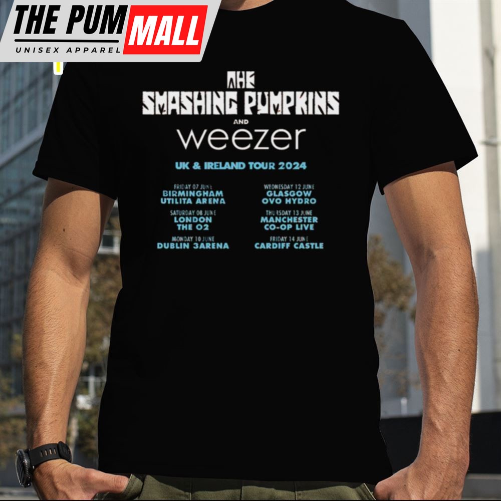 The Smashing Pumpkins And Weezer Uk And Ireland Tour 2025 Schedule List T Shirt