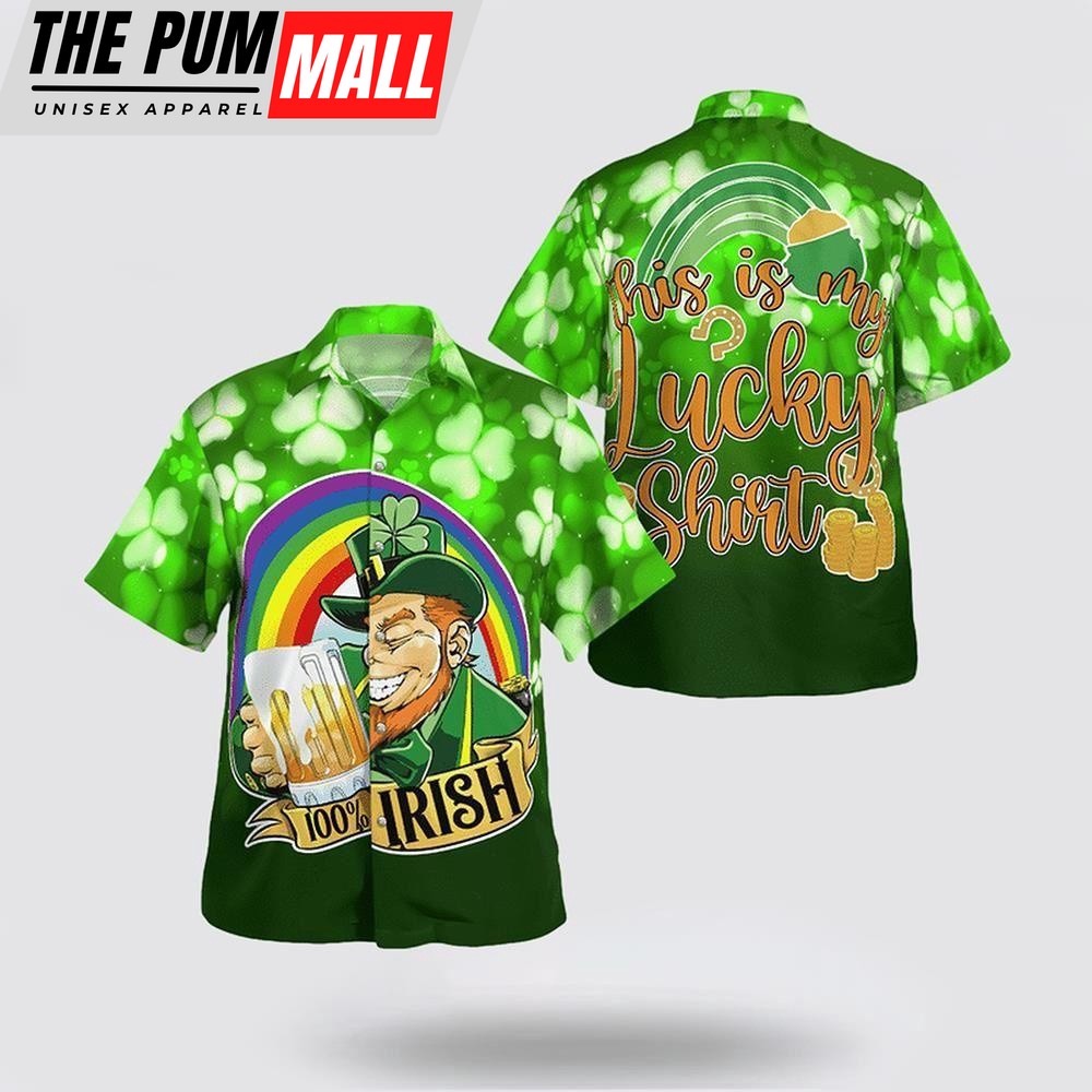 This is My Lucky Happy Patricks Day Irish Hawaiian Shirt, St Patricks Day Shirts, Shamrock Hawaiian Shirt