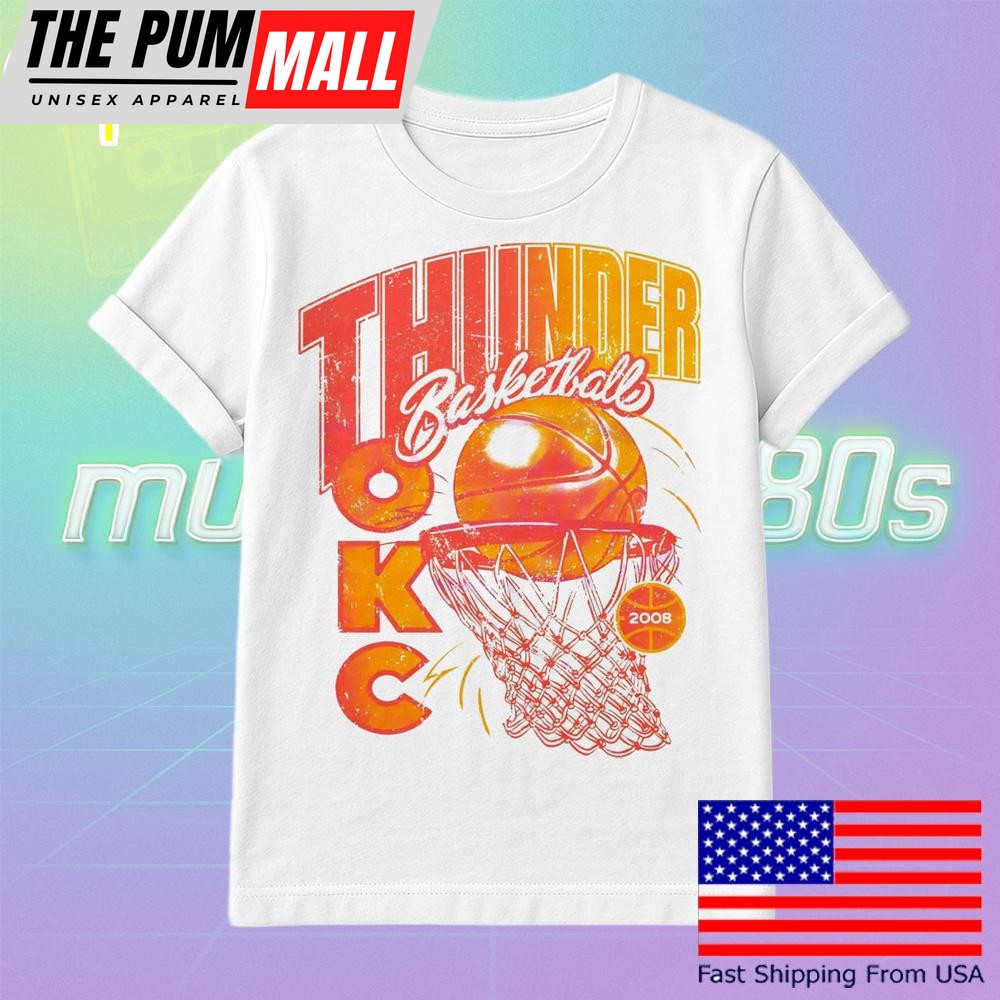 Throwback Okc Thunder Basketball 2008 Retro Hoop T Shirt