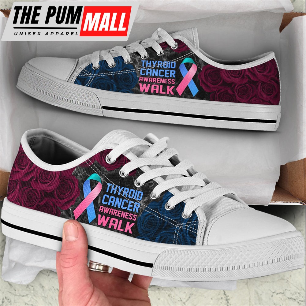 Thyroid Cancer Shoes Awareness Walk Low Top Shoes – Best Gift For Men And Women – Sneaker For Walking