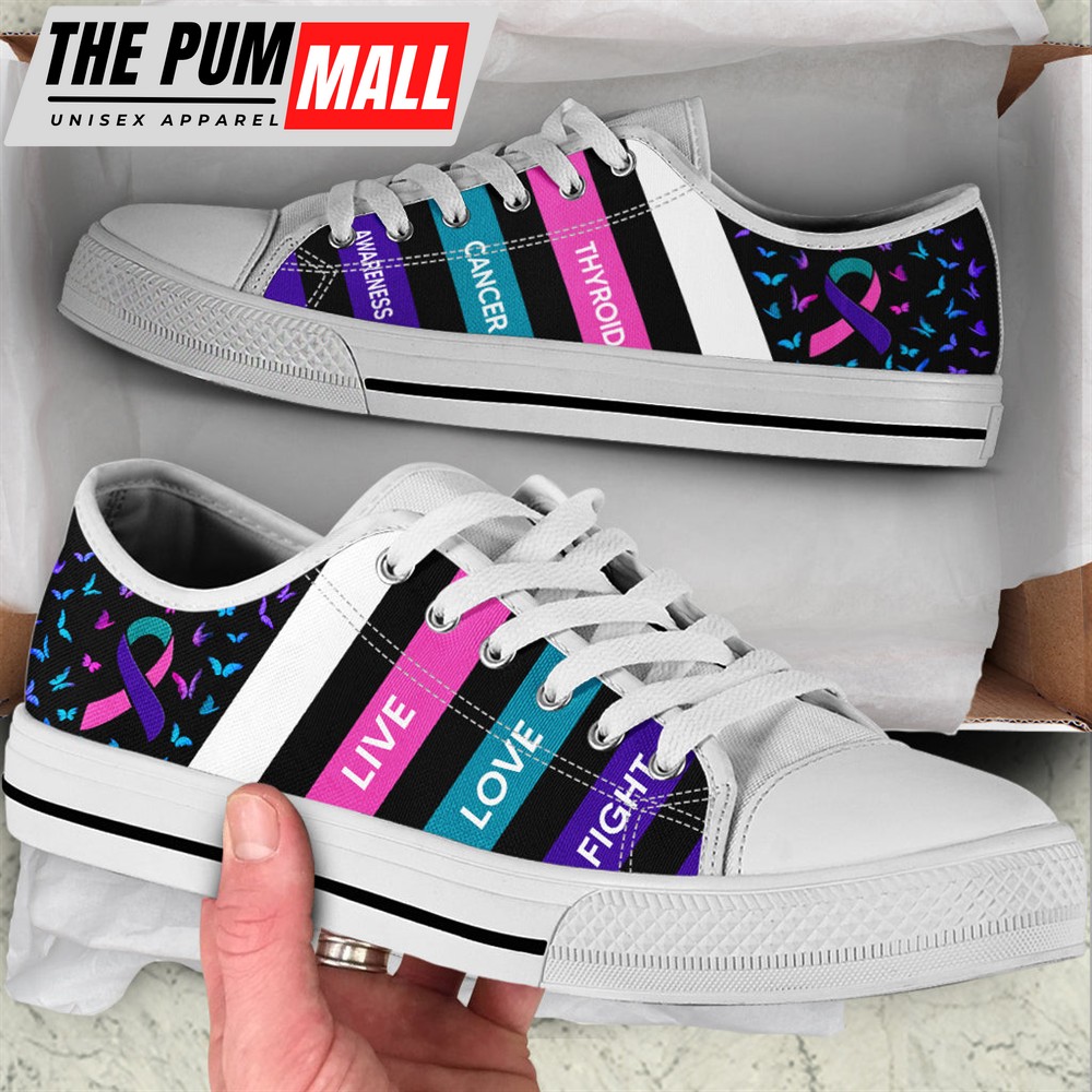 Thyroid Cancer Shoes Plaid Low Top Shoes – Best Gift For Men And Women – Sneaker For Walking