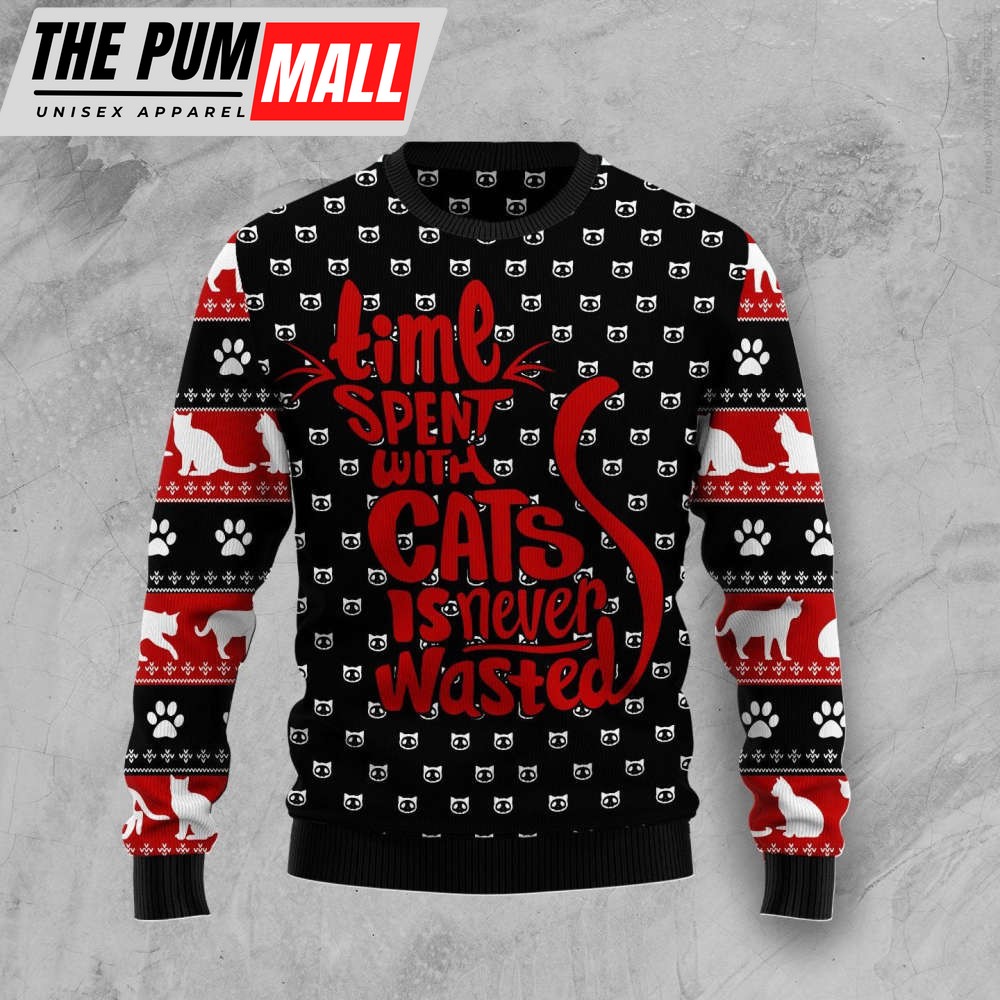 Time With Cat Christmas Ugly Christmas Sweater For Men And Women