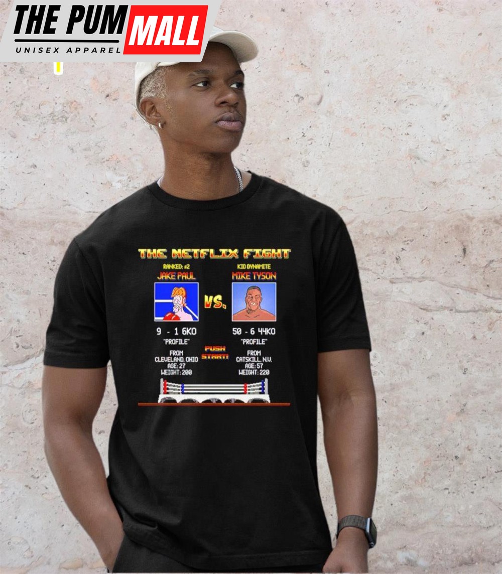 Top Jake Paul Vs Mike Tyson The Netflix Fight Push Start 8 Bit Shirt
