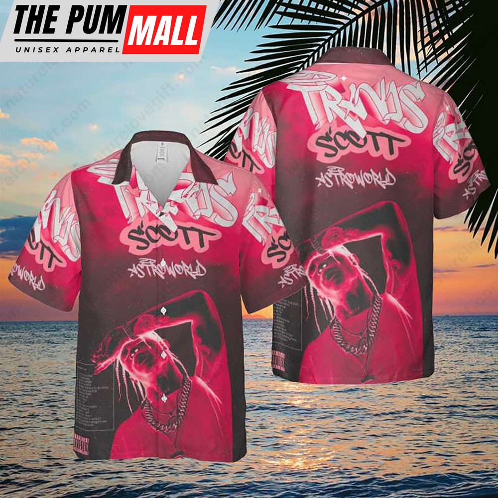 Travis Scott Astroworld Black And Pink Hawaiian Shirt