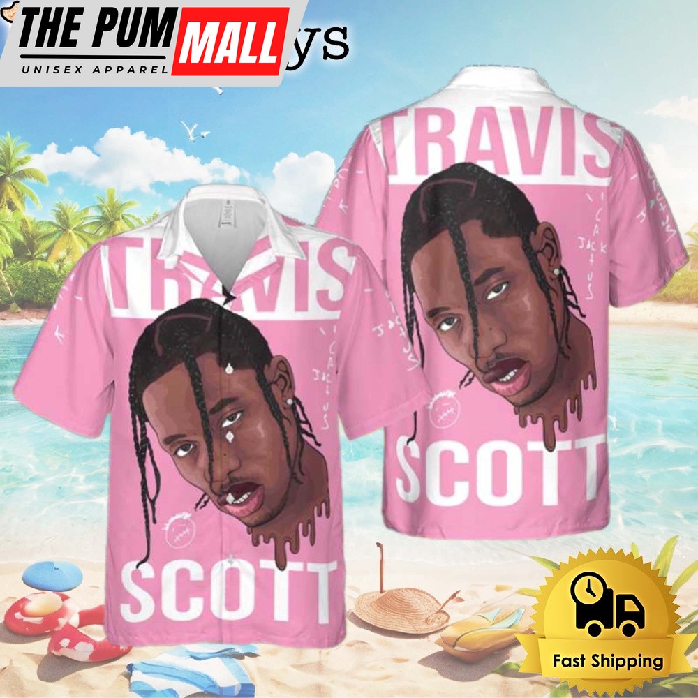 Travis Scott Jack Catus White And Pink Color Cute 2024 Hawaiian Shirt