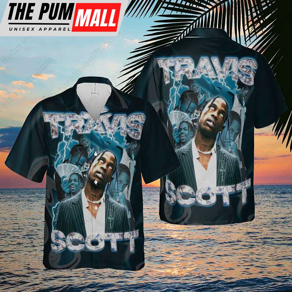 Travis Scott Portrait Photos Weird Hawaiian Shirt