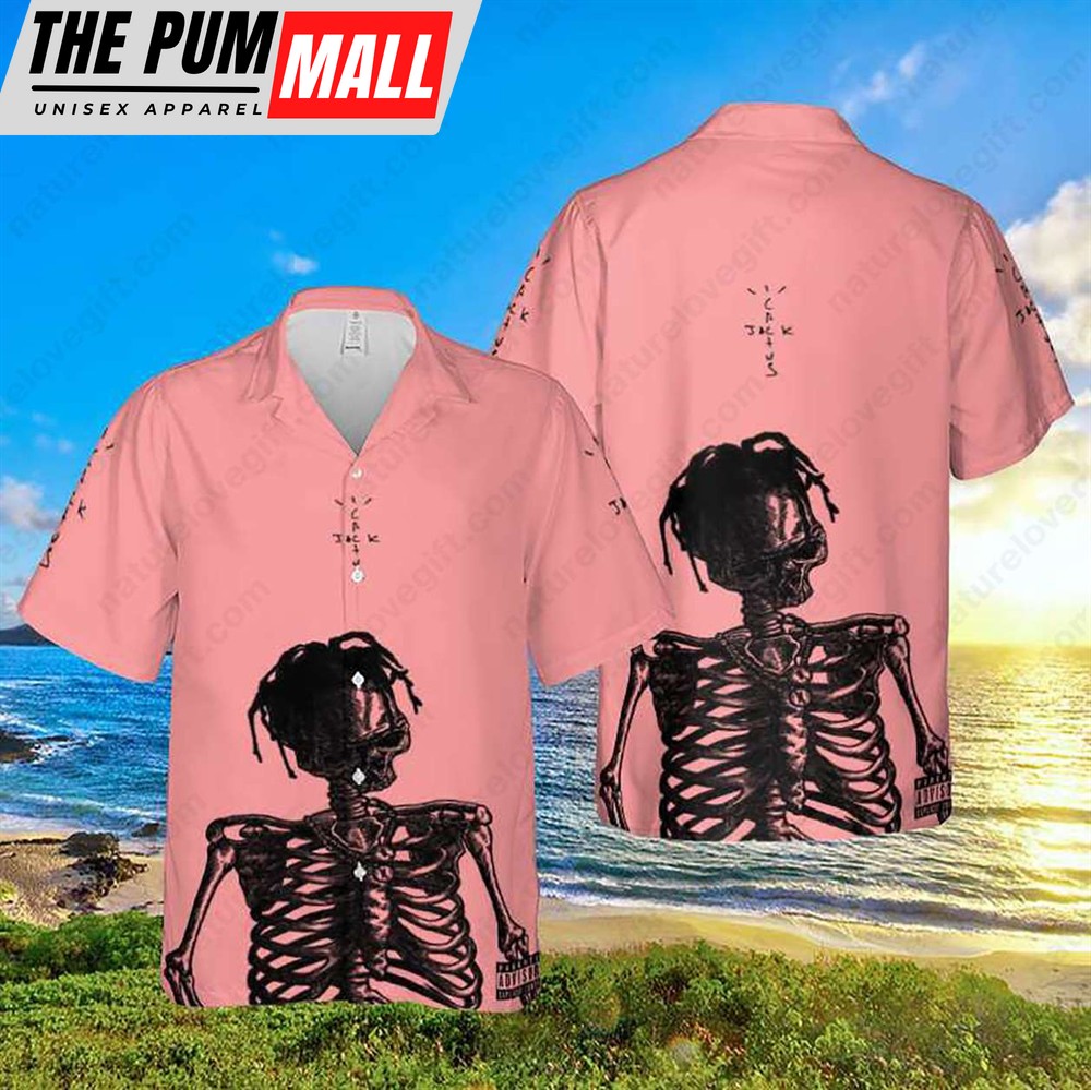 Travis Scott Skull Jack Cactus Pink Pastel Hawaiian Shirt