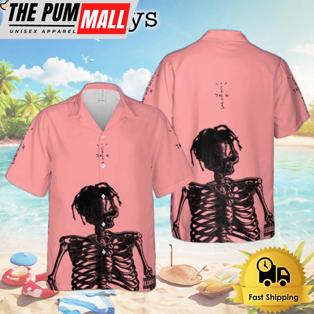 Travis Scott Skull Jack Catus Pink Pastel Color 2024 Hawaiian Shirt