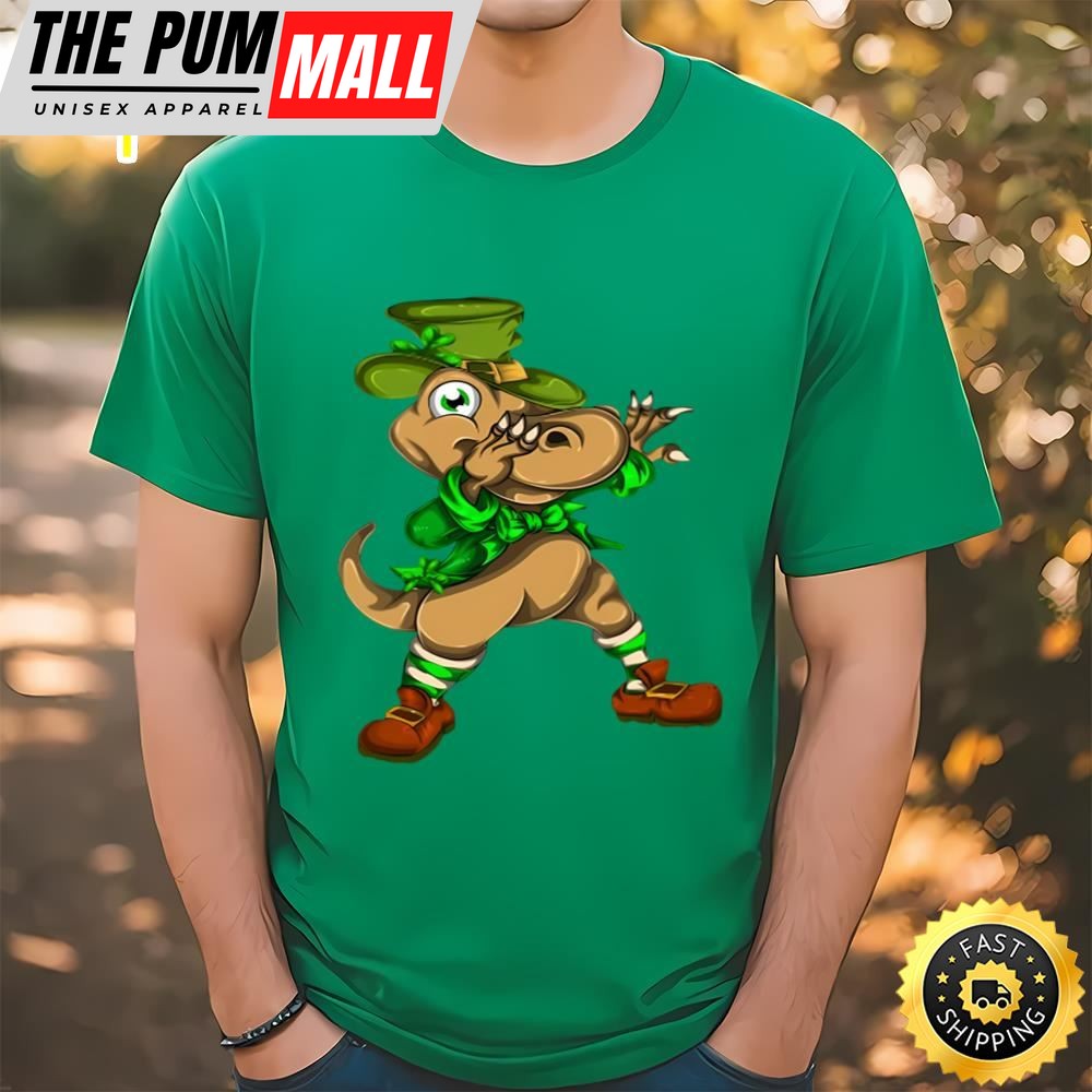 Trex Dinosaur Dabbing Green St Patricks Day St Patricks Day T-Shirt