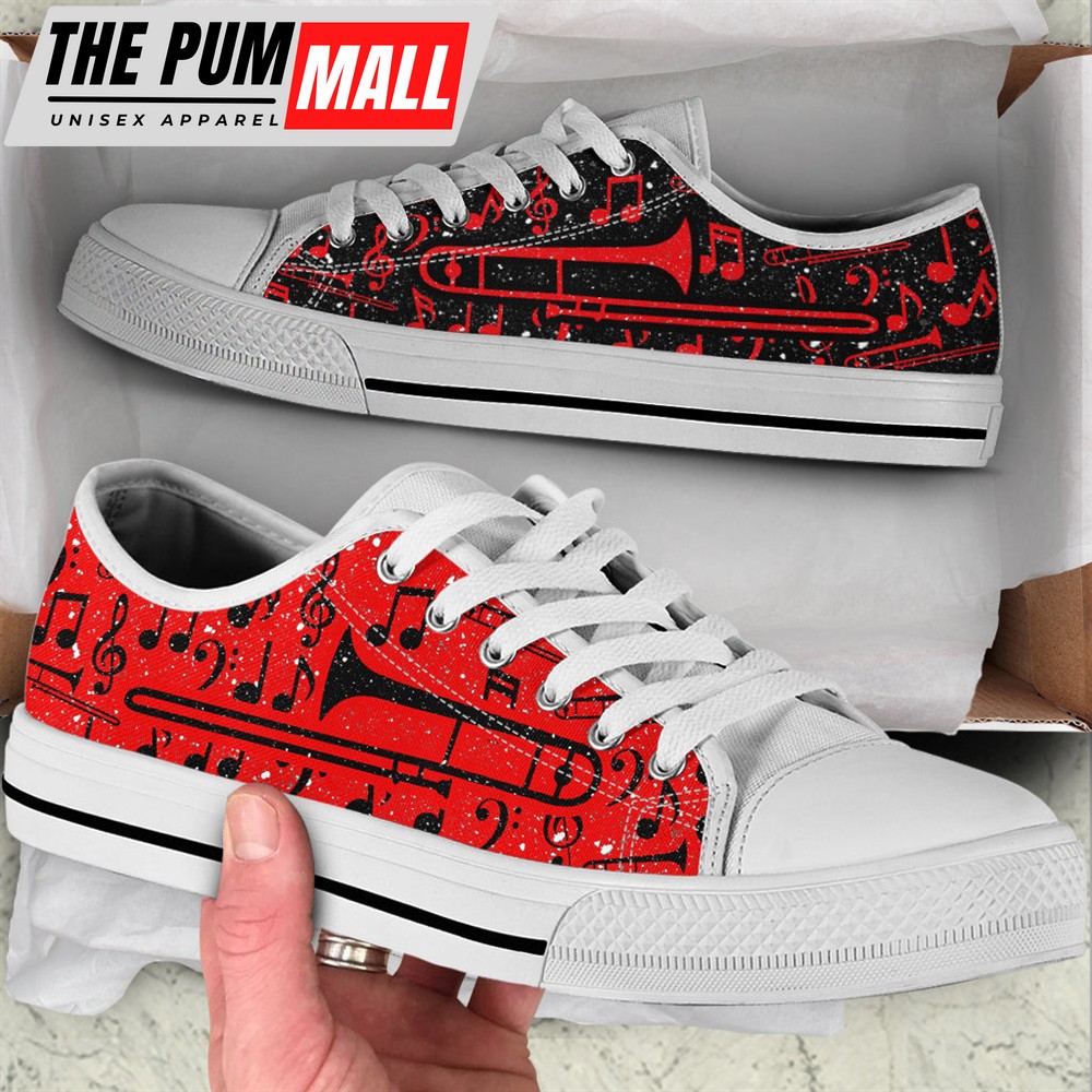 Trombone 2 Color Pattern Low Top Music Shoes – Fashionable Casual Shoes Gift For Adults
