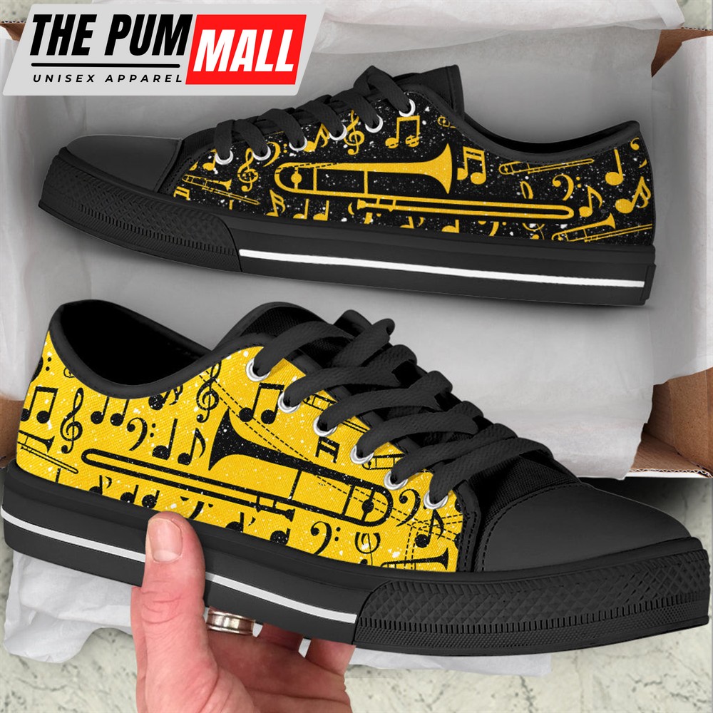 trombone-2-color-pattern-low-top-yellow-music-shoes-fashionable-casual-shoes-g-qf31adeo Trombone 2 Color Pattern Low Top Yellow Music Shoes – Fashionable Casual Shoes Gift For Adults