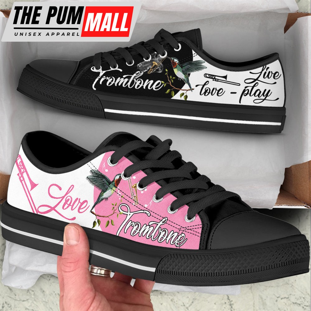 trombone-and-hummingbird-live-love-play-low-top-music-shoes-fashionable-casual-78xwb4b4 Trombone And Hummingbird Live Love Play Low Top Music Shoes – Fashionable Casual Shoes Gift For Adults