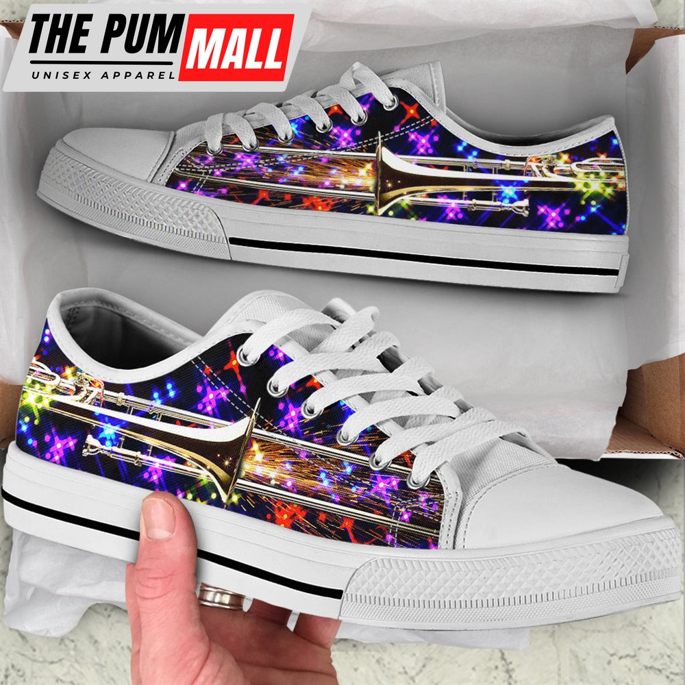 Trombone Celebrating Low Top Music Shoes – Fashionable Casual Shoes Gift For Adults