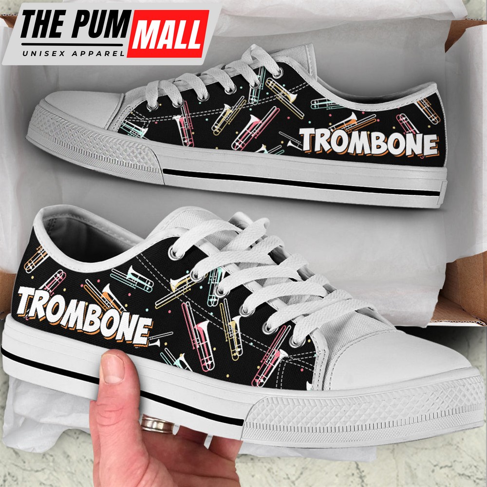 Trombone Color Low Top Music Shoes – Fashionable Casual Shoes Gift For Adults – Sneaker For Walking