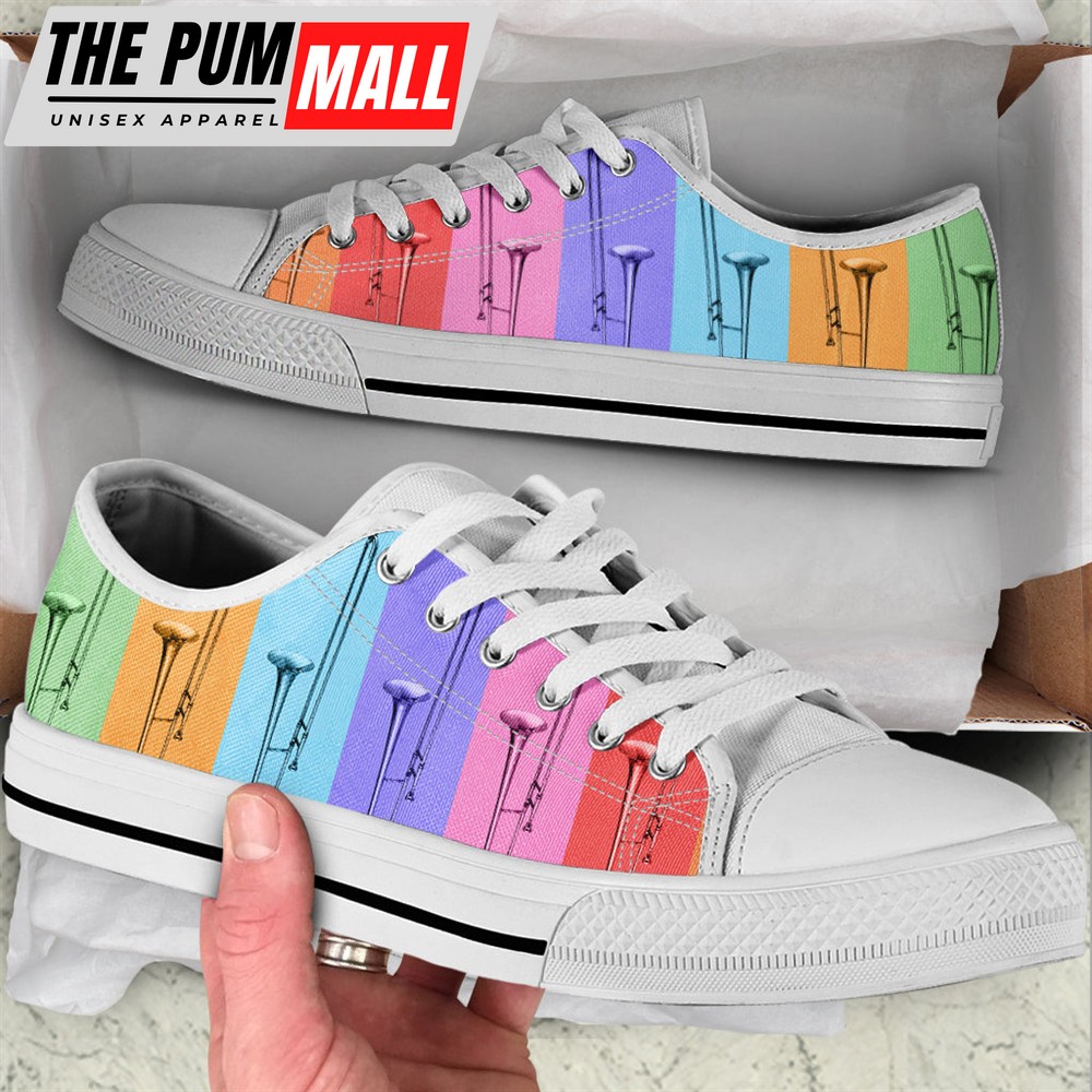 Trombone Color Shape Low Top Music Shoes – Fashionable Casual Shoes Gift For Adults