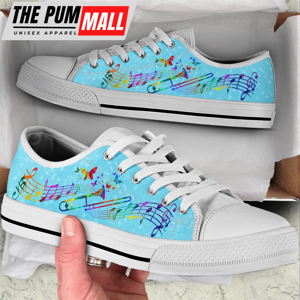Trombone Colorfullow Top Music Shoes – Fashionable Casual Shoes Gift For Adults – Sneaker For Walking