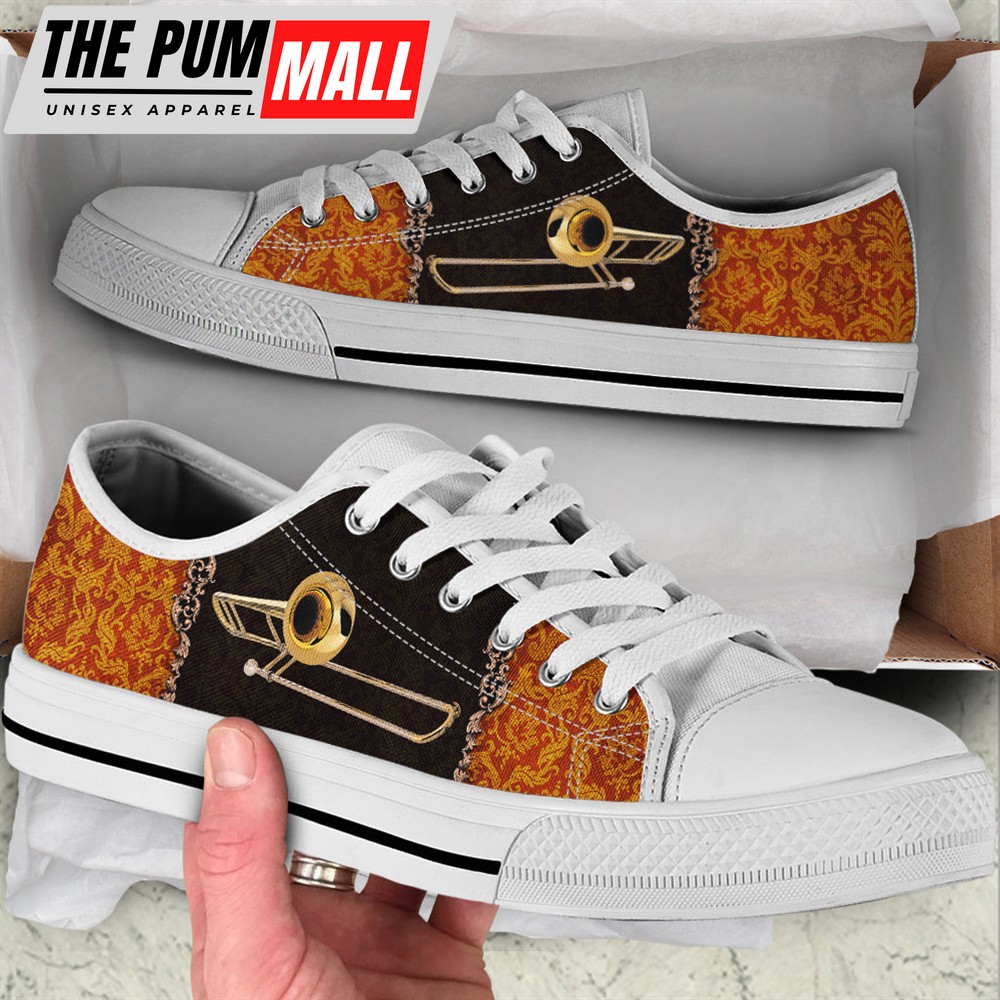 Trombone Decorate Vintage Low Top Music Shoes – Fashionable Casual Shoes Gift For Adults