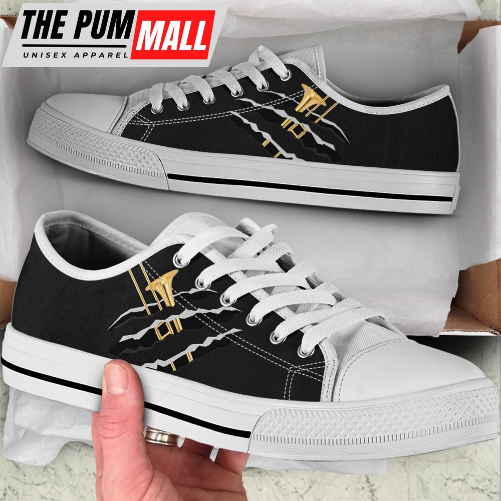 Trombone Scratch Low Top Music Shoes – Trendy Fashion Casual Shoes Gift For Adults – Sneaker For Walking