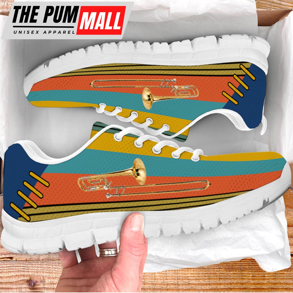 Trombone Shoes In Wall Vintage Color Sneaker Walking Shoes – Best Gift For Music Lovers