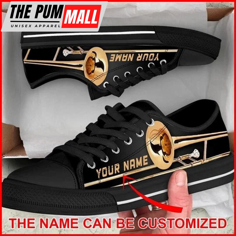 Trombone Shortcut Personalized Canvas Low Top Shoes – Low Top Shoes Mens, Women