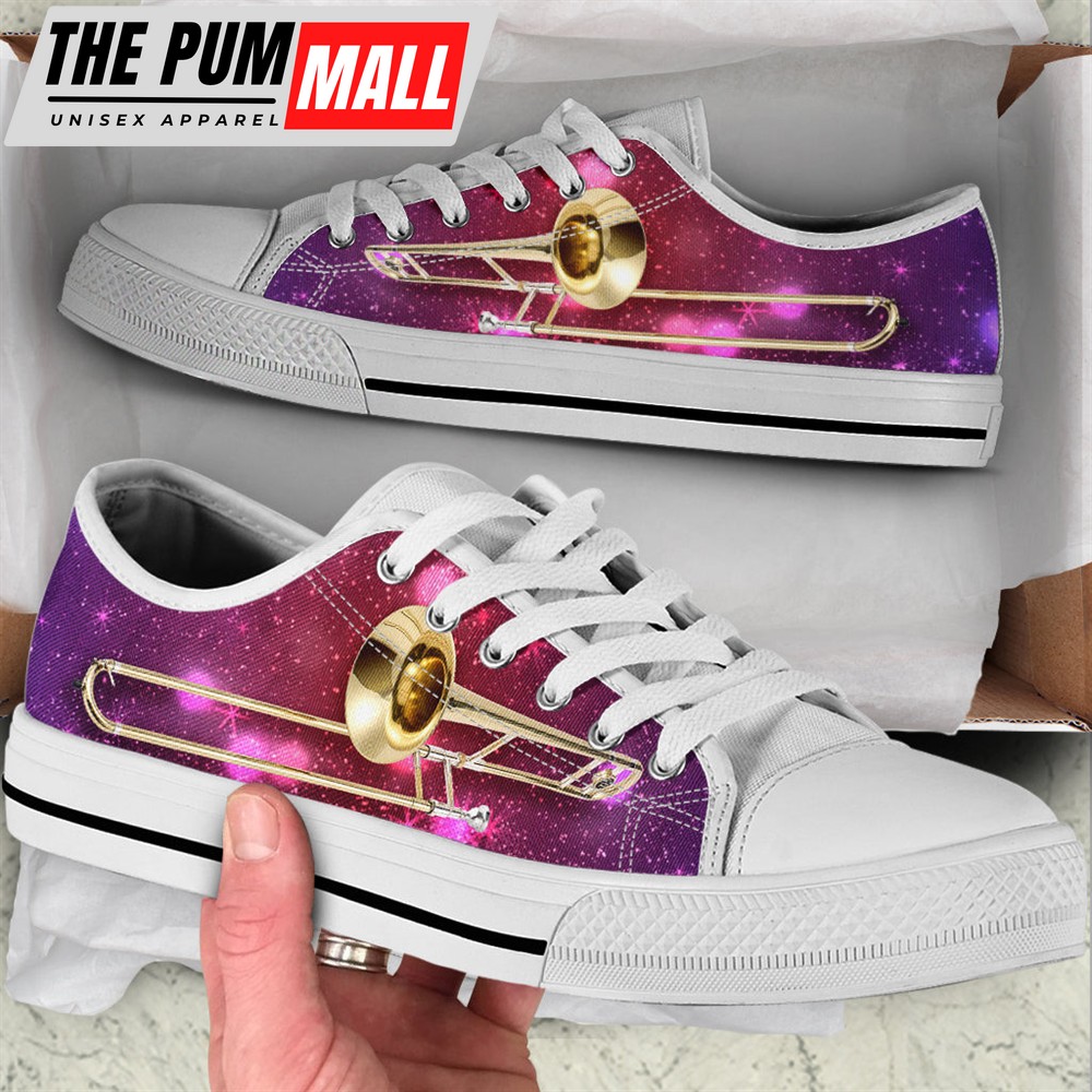 Trombone Sparkly Bg Low Top Music Shoes – Fashionable Low Top Casual Shoes Gift For Adults – Sneaker For Walking