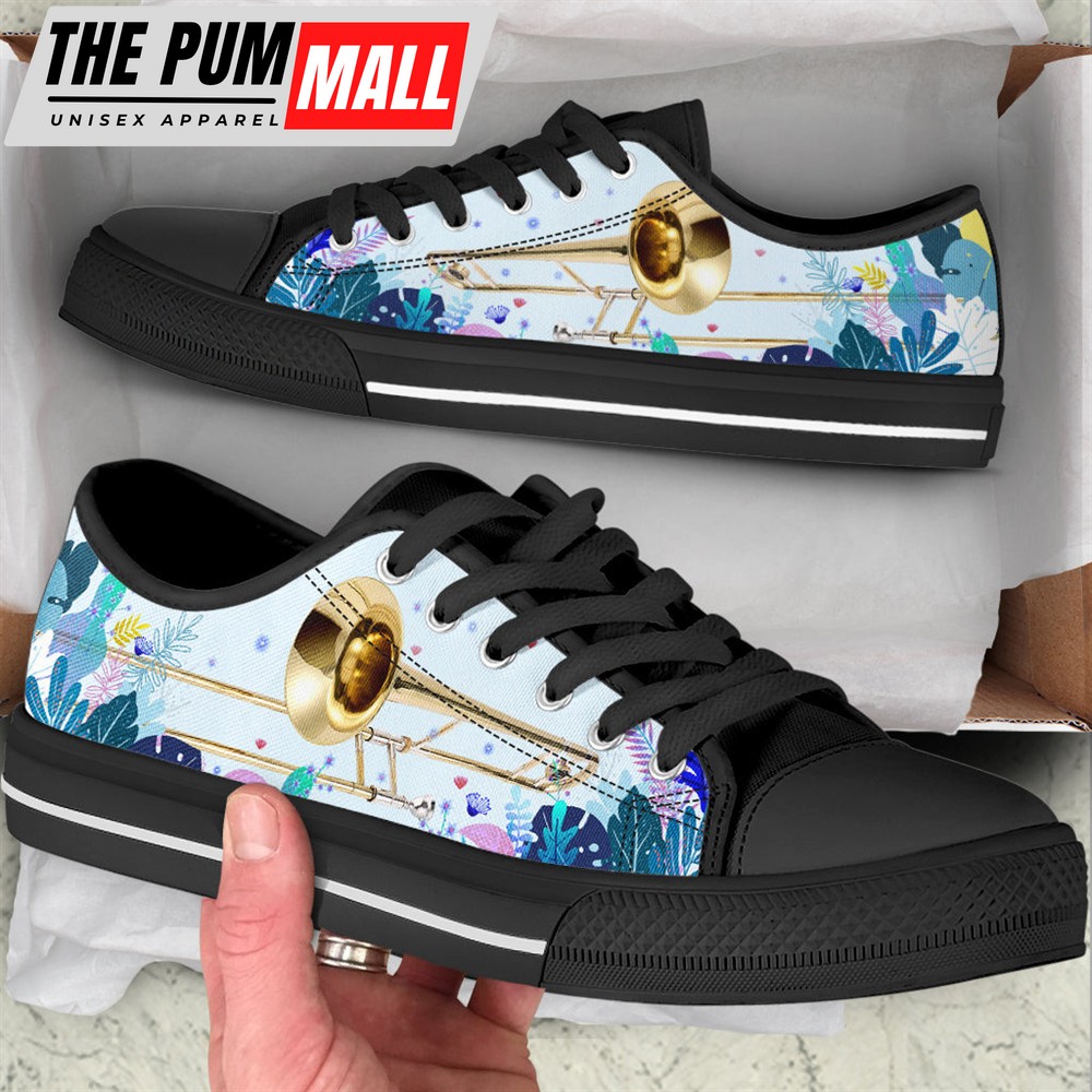 trombone-tropical-background-low-top-music-shoes-fashionable-low-top-casual-sh-g6urz208 Trombone Tropical Background Low Top Music Shoes – Fashionable Low Top Casual Shoes Gift For Adults