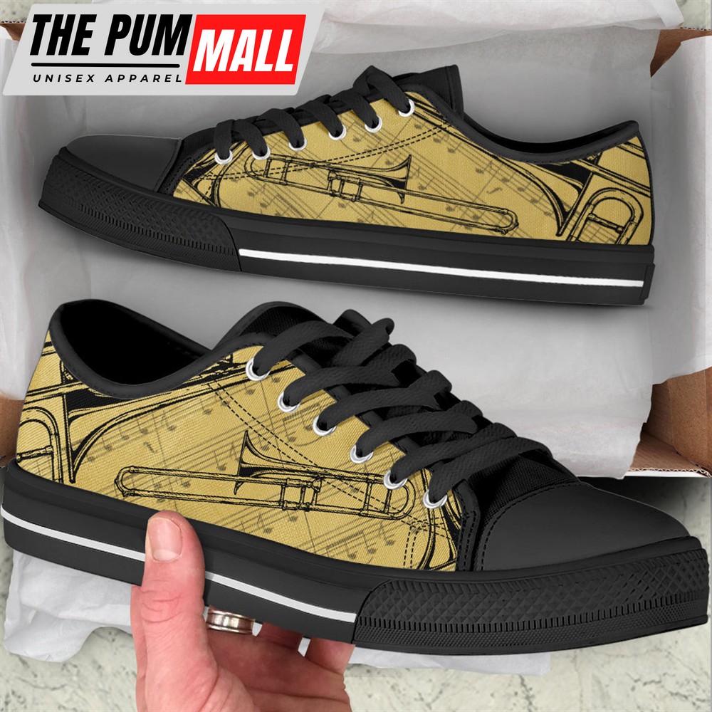 trombone-vintage-art-low-top-music-shoes-fashionable-low-top-casual-shoes-gift-vkp8xdhi Trombone Vintage Art Low Top Music Shoes – Fashionable Low Top Casual Shoes Gift For Adults – Sneaker For Walking