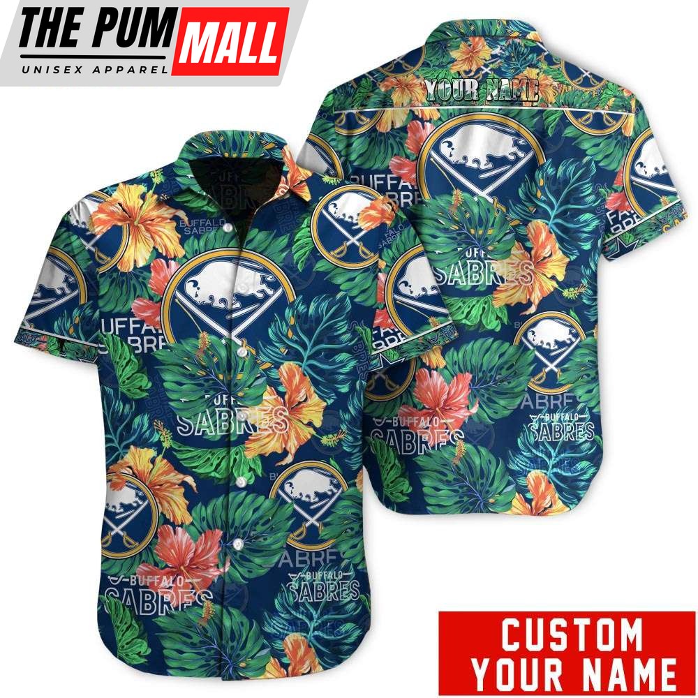 Tropical Floral Buffalo Sabres Custom Name Hawaiian Shirt